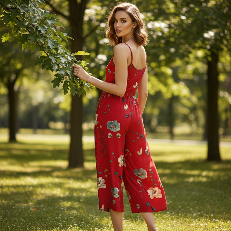 Jumpsuit Casual pentru Femei cu Spaghetti Strap și Imprimat