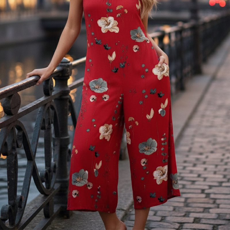 Jumpsuit Casual pentru Femei cu Spaghetti Strap și Imprimat