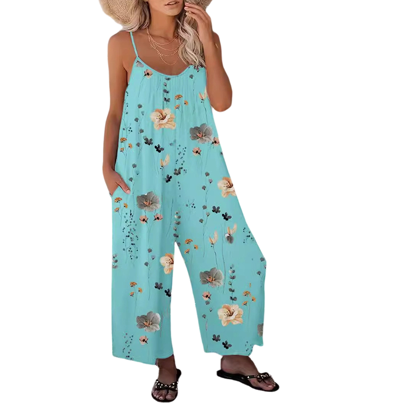 Jumpsuit Casual pentru Femei cu Spaghetti Strap și Imprimat