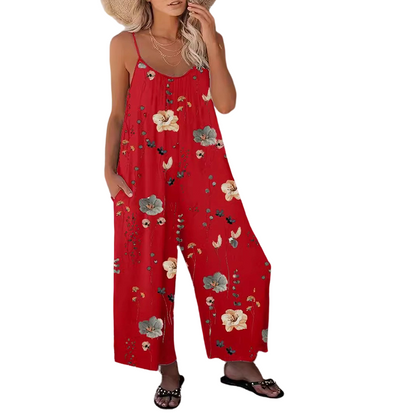 Jumpsuit Casual pentru Femei cu Spaghetti Strap și Imprimat