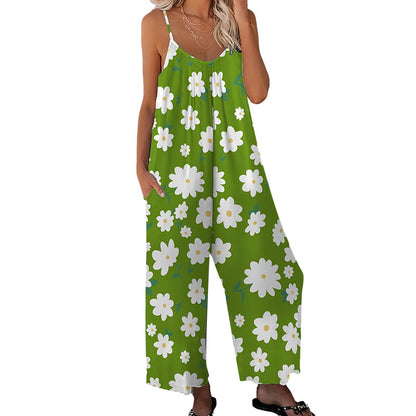 Costum feminin cu imprimeu floral și pantaloni largi