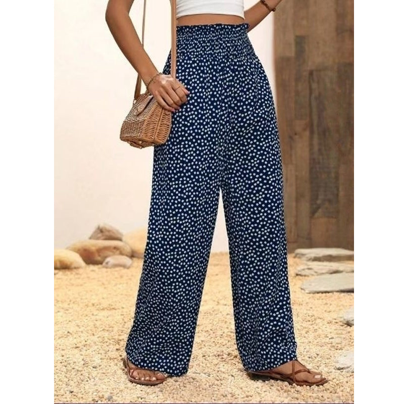 Oferte speciale pentru mărimi mari😍Pantaloni largi cu talie înaltă și smocuri pentru femei