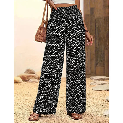 Oferte speciale pentru mărimi mari😍Pantaloni largi cu talie înaltă și smocuri pentru femei