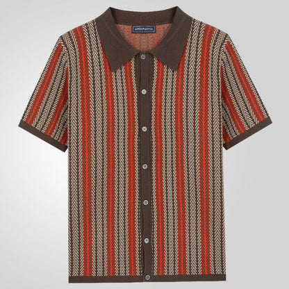 Cămașă bărbați cu mânecă scurtă din tricot herringbone👔