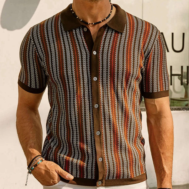 Cămașă bărbați cu mânecă scurtă din tricot herringbone👔