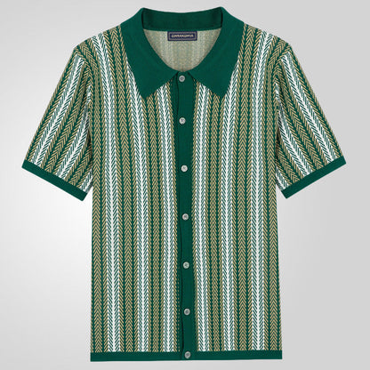 Cămașă bărbați cu mânecă scurtă din tricot herringbone👔