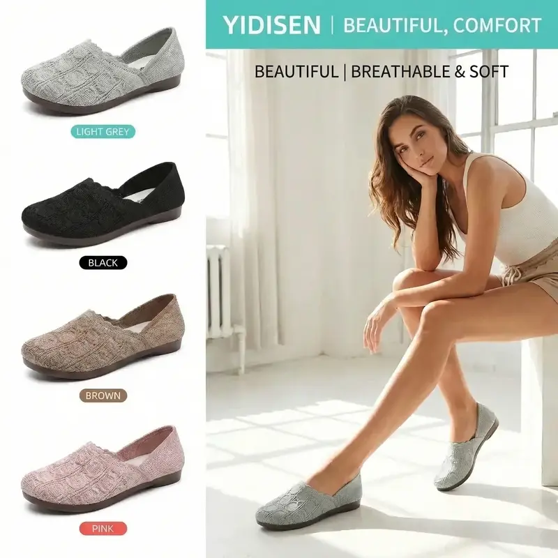 Femei Respirante Țesute Slip-On Apartamente