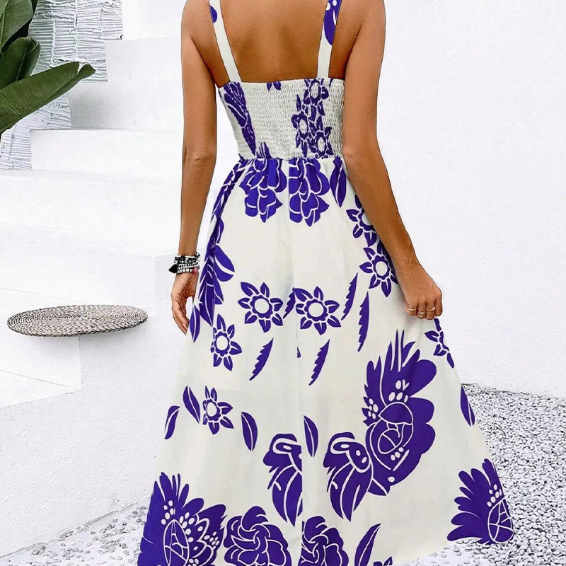 Ofertă specială de Ziua Mamei❤️Rochie pentru femei cu imprimeu floral și bretele subțiri