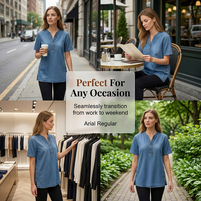 Bluză casual pentru femei, cu aspect de denim, respirabilă