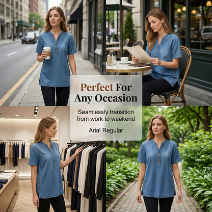Bluză casual pentru femei, cu aspect de denim, respirabilă