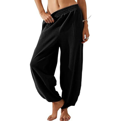 Pantaloni casual pentru femei, cu talie elastică și picioare largi