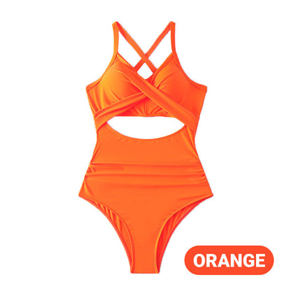 Costum de baie modelator pentru femei, cu croială decupată în față și nervuri solide