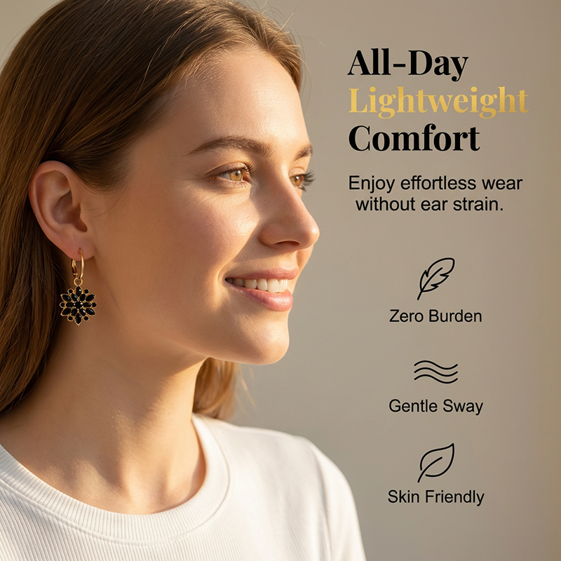 👱‍♀️💖 Cercei eleganți negri cu flori – Design rafinat, potriviți pentru ocazii speciale sau zi de zi! ✨ Plată la livrare!