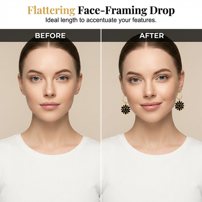 👱‍♀️💖 Cercei eleganți negri cu flori – Design rafinat, potriviți pentru ocazii speciale sau zi de zi! ✨ Plată la livrare!