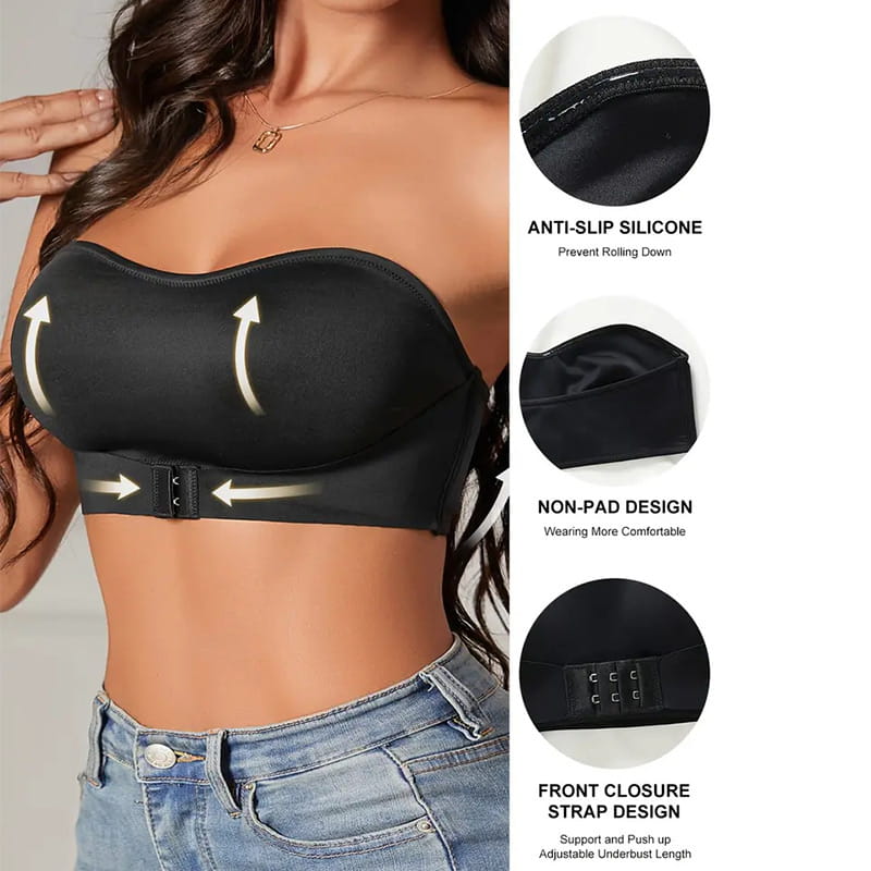 Femei sutien push-up fără bretele, fără armături, cu închidere în față