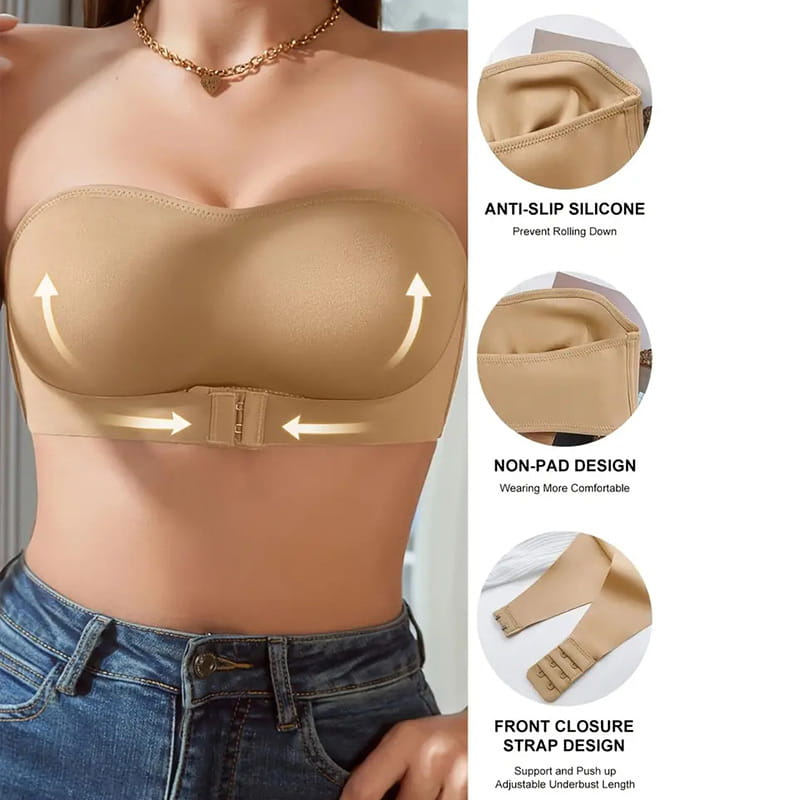 Femei sutien push-up fără bretele, fără armături, cu închidere în față