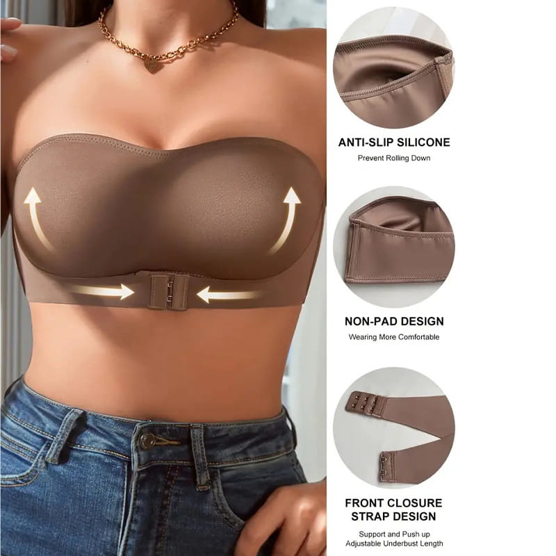 Femei sutien push-up fără bretele, fără armături, cu închidere în față