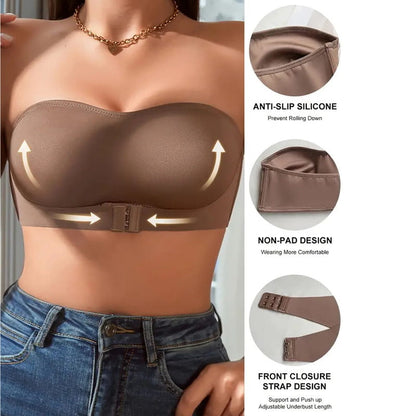 Femei sutien push-up fără bretele, fără armături, cu închidere în față