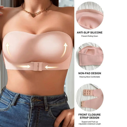 Femei sutien push-up fără bretele, fără armături, cu închidere în față