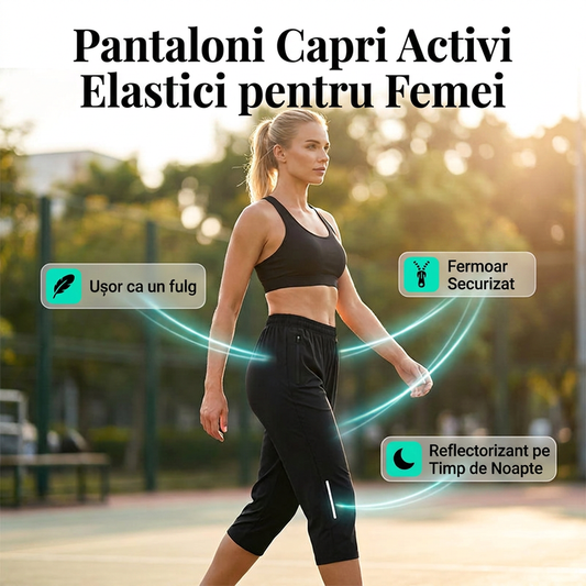 Pantaloni Capri Casual pentru Femei, Uscare Rapidă, Elastici