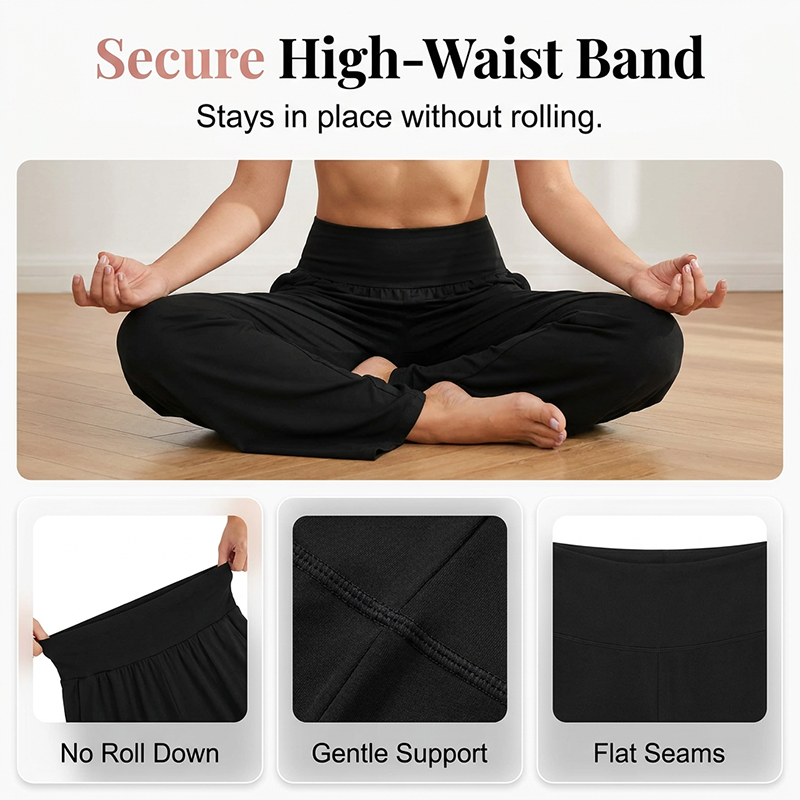 Pantaloni de yoga și de zi cu zi pentru femei, cu talie înaltă și buzunare