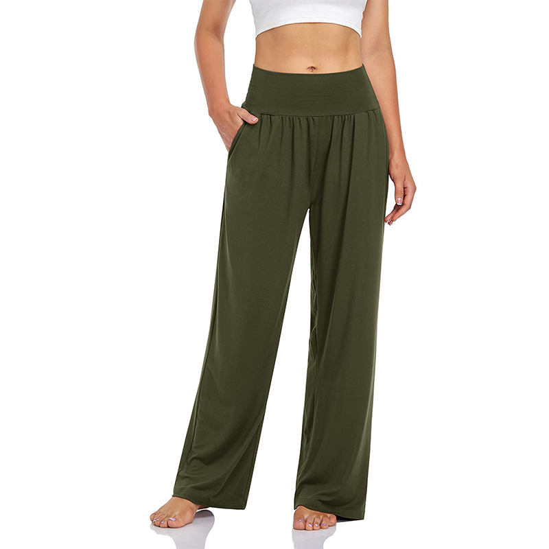 Pantaloni de yoga și de zi cu zi pentru femei, cu talie înaltă și buzunare