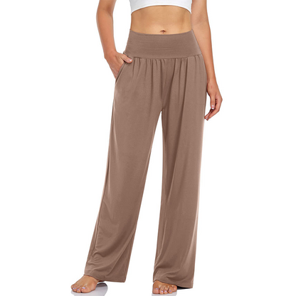 Pantaloni de yoga și de zi cu zi pentru femei, cu talie înaltă și buzunare