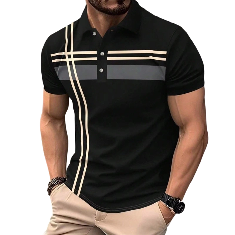 🔥 -30%! Bluză bărbătești dungată, guler – OFERTA ZILEI