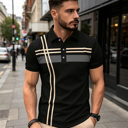 🔥 -30%! Bluză bărbătești dungată, guler – OFERTA ZILEI