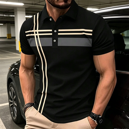 🔥 -30%! Bluză bărbătești dungată, guler – OFERTA ZILEI