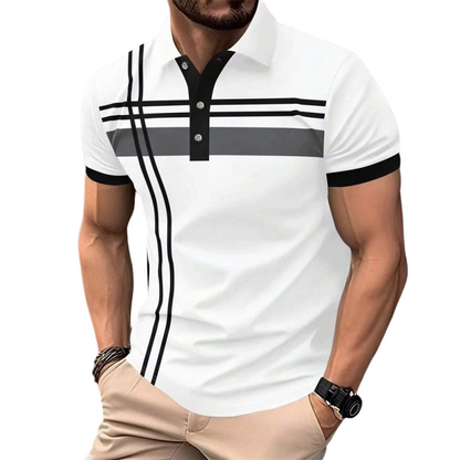 🔥 -30%! Bluză bărbătești dungată, guler – OFERTA ZILEI