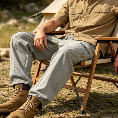 Pantaloni cargo din bumbac și in pentru bărbați