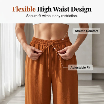 Pantaloni casual pentru femei, cu talie înaltă și picior larg