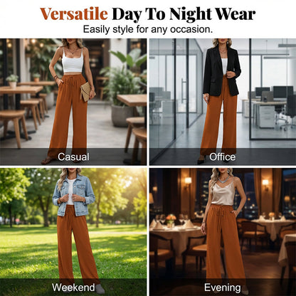 Pantaloni casual pentru femei, cu talie înaltă și picior larg