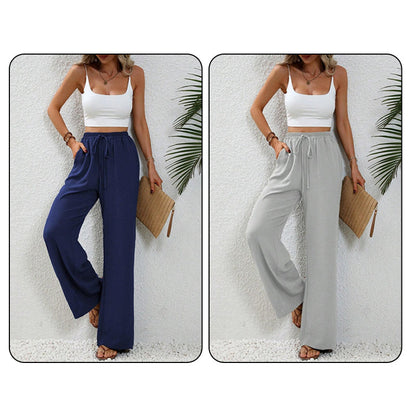 Pantaloni casual pentru femei, cu talie înaltă și picior larg