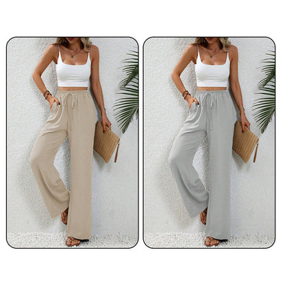 Pantaloni casual pentru femei, cu talie înaltă și picior larg