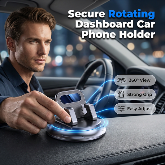 🚗✨ Suport auto rotativ pentru bord – prindere anti-alunecare, reglabil 360°, conducere în siguranță! 🛡️📱 Plată la livrare!