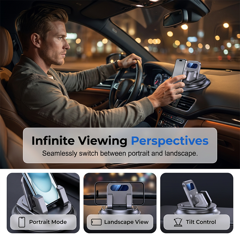 🚗✨ Suport auto rotativ pentru bord – prindere anti-alunecare, reglabil 360°, conducere în siguranță! 🛡️📱 Plată la livrare!