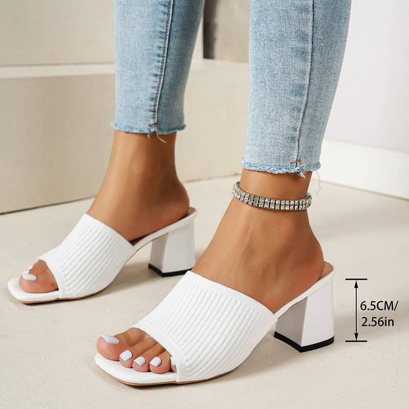 👡 Sandale din tricot – arată scump, sunt super confortabile Vârf pătrat | Toc gros | Stil feminin, modern 😍