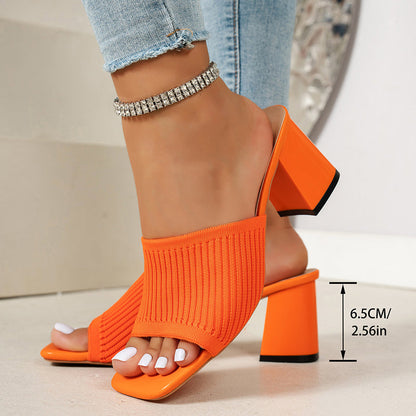👡 Sandale din tricot – arată scump, sunt super confortabile Vârf pătrat | Toc gros | Stil feminin, modern 😍