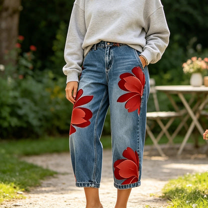 🔥 Blugi largi, cu croială artistică pentru femei – comozi, stil bohemic, potriviți pentru orice siluetă. 👖 Plată la livrare!