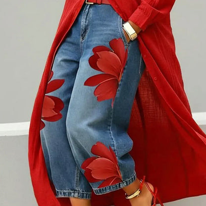 🔥 Blugi largi, cu croială artistică pentru femei – comozi, stil bohemic, potriviți pentru orice siluetă. 👖 Plată la livrare!
