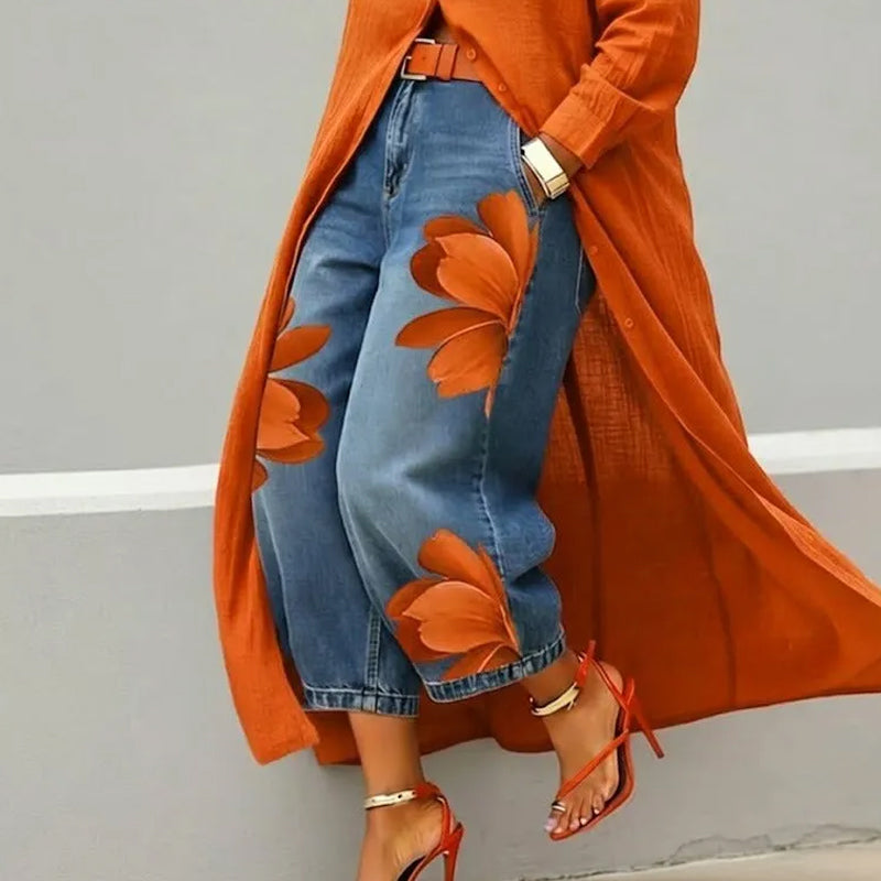 🔥 Blugi largi, cu croială artistică pentru femei – comozi, stil bohemic, potriviți pentru orice siluetă. 👖 Plată la livrare!