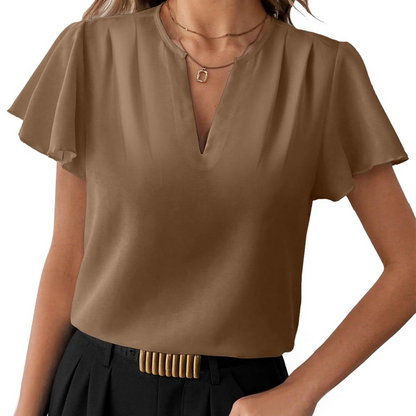 👚 REDUCERE 40% TIMP LIMITAT! Bluză femei – decolteu în V, mâneci fluture, lejeră. 5 culori disponibile! ✨ Plată la livrare!