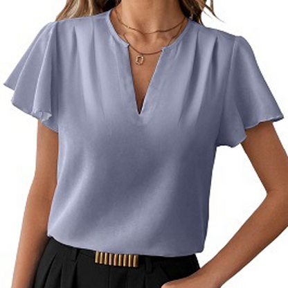 👚 REDUCERE 40% TIMP LIMITAT! Bluză femei – decolteu în V, mâneci fluture, lejeră. 5 culori disponibile! ✨ Plată la livrare!