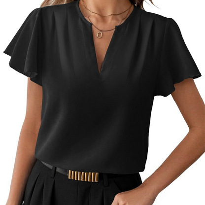 👚 REDUCERE 40% TIMP LIMITAT! Bluză femei – decolteu în V, mâneci fluture, lejeră. 5 culori disponibile! ✨ Plată la livrare!