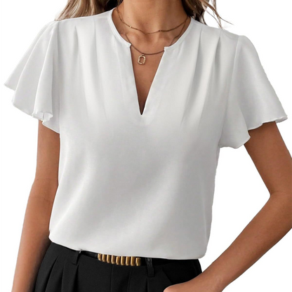 👚 REDUCERE 40% TIMP LIMITAT! Bluză femei – decolteu în V, mâneci fluture, lejeră. 5 culori disponibile! ✨ Plată la livrare!