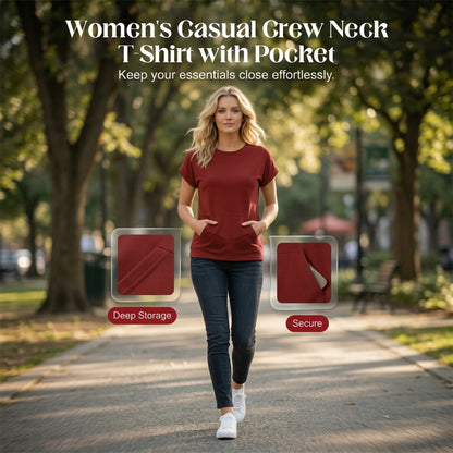 👕 Tricou casual femei – guler rotund, buzunar practic, material moale. Potrivit pentru zi de zi! 🌸 Plată la livrare!