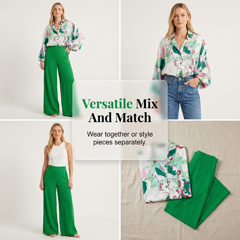 👚 Set bluză cu imprimeu + pantaloni largi pentru femei – stil lejer, confortabil, potrivit pentru orice ocazie. 🌸 Plată la livrare!