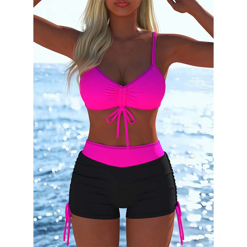 🌈 Set costum de baie colorat, două piese cu fundițe – drăguț, confortabil, perfect pentru vară! 👙 Plată la livrare!